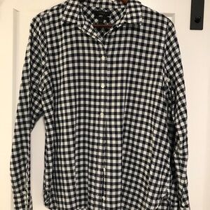 J Crew shirt, Size 12,  blue and white gingham pattern